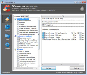 ccleaner - onglet nettoyeur